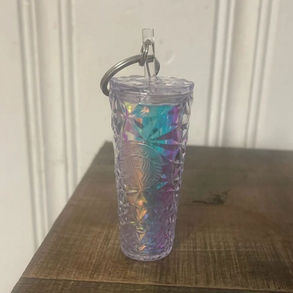 Starbucks Holiday 2023 Diamond Iridescent Cold Cup Keychain Collectible